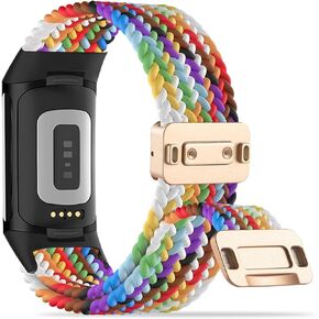 نايلون مضفر مغناطيسي متوافق مع Fitbit Charge 6 Bands/Fitbit Charge 5 Bands للنساء والرجال، سوار معصم بديل رياضي ناعم قابل للتمدد وقابل للتنفس للشحن 6/Charge 5 in Kuwait