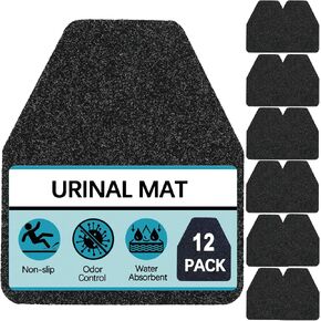 Basima Urinal Mats for Men Bathroom 12 Pack Washable Bulk Rubber Urinal Floor Mats for Toilet Commercial, Non-Slip Disposable Urinal Pads for Mens Room, 17.5" x 20.5", Black in Saudi Arabia