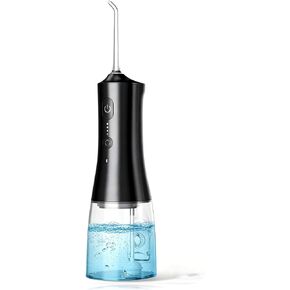 Cordless Water Flosser, 4 Modes Portable Oral Irrigator, 300ML Detachable Water Tank, IPX7 Waterproof, 1800 Pulses Deep Cleaning with 4 Jet Tips, for Home Travel Braces Oral Care, Black in Saudi Arabia