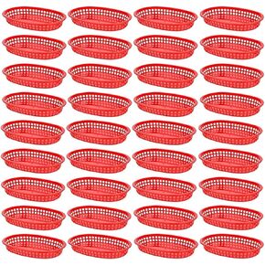 TrueCraftware- 10-3/4" x 7" Oblong Fast Food Baskets Red Set of 12- Food Serving Tray Classic Deli Baskets for Sandwiches Burgers Nachos Fries Hot Corn Dogs in Saudi Arabia