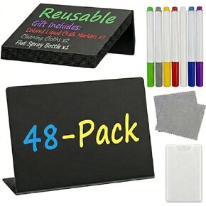 Mini Chalkboard Signs for Food Display, 16 Pack 4"x3" Buffet Food Labels with Liquid Chalk Markers, Reusable Small Chalkboard Table Signs for Wedding, Party, Bakery, Buffet (16, Black L-shaped) in Saudi Arabia