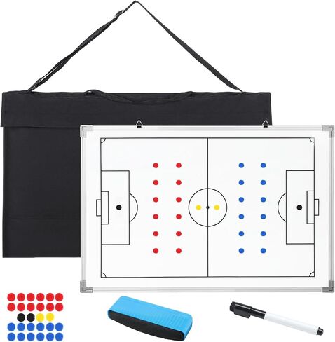 Lincia 35" x 24" Magnetic Soccer Coaching Whiteboard Large Double Sided Sport Coach Whiteboard Equipped with Magnetic Marker, Pen, Eraser and Carry Bag Soccer Football Tactical Presentation Clipboard in Kuwait