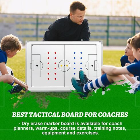 Lincia 35" x 24" Magnetic Soccer Coaching Whiteboard Large Double Sided Sport Coach Whiteboard Equipped with Magnetic Marker, Pen, Eraser and Carry Bag Soccer Football Tactical Presentation Clipboard in Kuwait