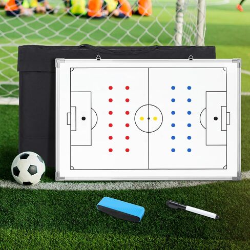 Lincia 35" x 24" Magnetic Soccer Coaching Whiteboard Large Double Sided Sport Coach Whiteboard Equipped with Magnetic Marker, Pen, Eraser and Carry Bag Soccer Football Tactical Presentation Clipboard in Kuwait