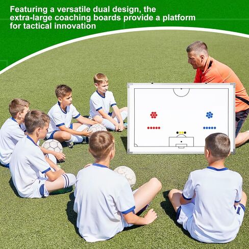 Lincia 35" x 24" Magnetic Soccer Coaching Whiteboard Large Double Sided Sport Coach Whiteboard Equipped with Magnetic Marker, Pen, Eraser and Carry Bag Soccer Football Tactical Presentation Clipboard in Kuwait