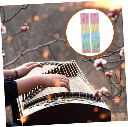قطعتان من ملصقات مقياس Guzheng للمبتدئين، ملصقات ملاحظات موسيقية متينة لسهولة التعرف والتمرين، قابلة لإعادة الاستخدام وعلامات فاصلة لأوتار Guzheng in Kuwait