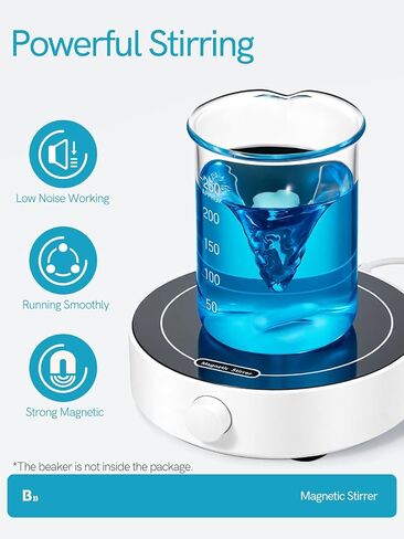 Magnetic Stirrer, 200-1800 RPM Magnetic Plate with 3 Stir Bars and a Retriever, Max Stirring Capacity: 3000ml, Magnetic Mixer with Speed Control for Liquid Mixing (No Heating) MS-1L in Kuwait