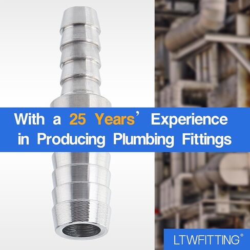 LTWFITTING Bar إنتاج الفولاذ المقاوم للصدأ 316 Barb Splicer Mender 3/8 بوصة معرف خرطوم × تركيب معرف خرطوم 1/4 بوصة (عبوة من 10) in Kuwait