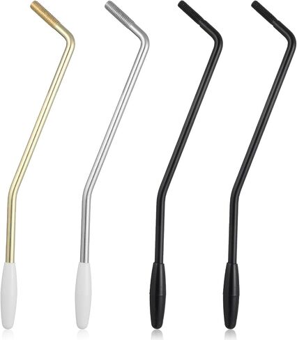 4 Pack Tremolo Arm Whammy Bar Set (5mm & 6mm Threaded) Metal Single Tremolo Bars with Tip for Stratocaster and Most Electric Guitars - Includes 3 Colors (Black, Gold, Silver) in Kuwait
