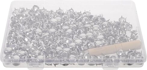 HOMSFOU 500pcs 10mm Round Dome Rivets Studs with Awl for DIY Crafts, Silver Iron Spikes for Shoes and Straps, Secure Attachment and Versatile Crafting for Leather and Metal Clothing in Kuwait