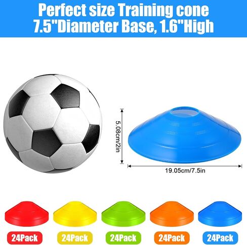 Lemecima 120-Pack Agility Soccer Cones with Portable Carry Bag - Premium Disc Cones for Sports Training, Football, Basketball, Coaching & Practice Equipment (5 Colors) in Kuwait