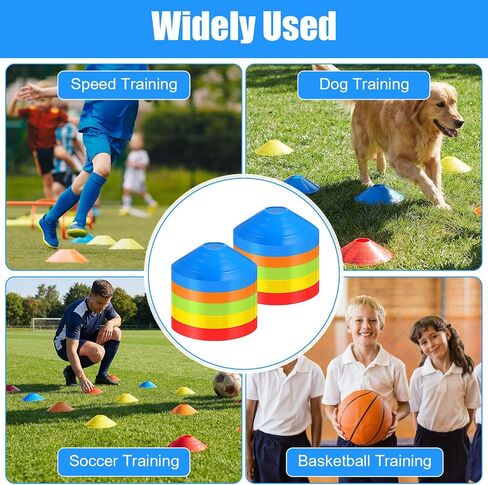 Lemecima 120-Pack Agility Soccer Cones with Portable Carry Bag - Premium Disc Cones for Sports Training, Football, Basketball, Coaching & Practice Equipment (5 Colors) in Kuwait
