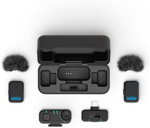 GoPro Wireless Mic Complete Kit (2 TX, 2 RX, Charging Case) - for GoPro/Camera/iPhone/Android, Ultra-Compact, Noise Reduction, Gain Control, Vlogging in Kuwait