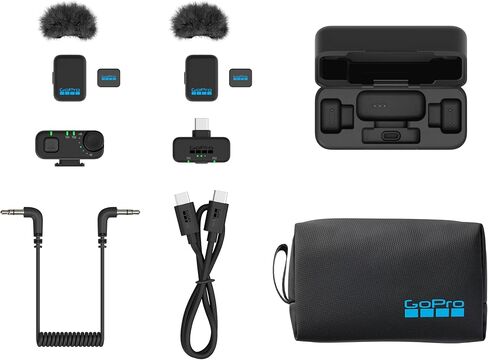 GoPro Wireless Mic Complete Kit (2 TX, 2 RX, Charging Case) - for GoPro/Camera/iPhone/Android, Ultra-Compact, Noise Reduction, Gain Control, Vlogging in Kuwait
