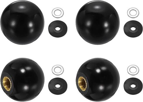 uxcell 4Pcs Threaded Ball Knobs, M8 x 25mm Phenolic Plastic Thread Ball Handles Balls Nuts Knob Caps Nut Balls with Threaded Insert for Machine Lever Handle DIY Project, Black in Kuwait