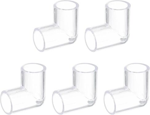 Generic 5Pcs Clear Elbow Fitting, 16mm/0.63" 2 Way Acrylic Elbow 90 Degree L-Shaped Pipe Fitting Adapter for Connecting Water Pipes in Kuwait
