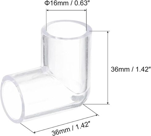 Generic 5Pcs Clear Elbow Fitting, 16mm/0.63" 2 Way Acrylic Elbow 90 Degree L-Shaped Pipe Fitting Adapter for Connecting Water Pipes in Kuwait