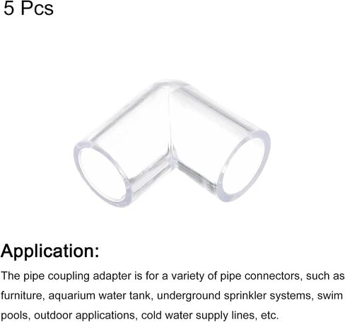 Generic 5Pcs Clear Elbow Fitting, 16mm/0.63" 2 Way Acrylic Elbow 90 Degree L-Shaped Pipe Fitting Adapter for Connecting Water Pipes in Kuwait
