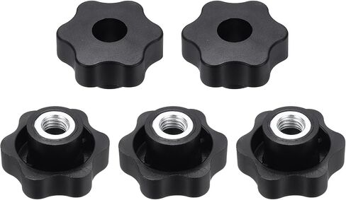 HARFINGTON 5 قطع مقابض نجمة M12 خيط أنثى 48 مم 6 نقاط رأس بلاستيكي حديد إدراج من خلال ثقب المسمار في مقبض ملولب مقابض تشديد اليد، أسود in Kuwait