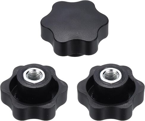 HARFINGTON 3pcs Star Knobs M12 Female Thread 48mm 6-Point Plastic Head Iron Insert Non-Through Hole Screw-in Threaded Knob Hand Tightening Clamping Handles, White in Kuwait