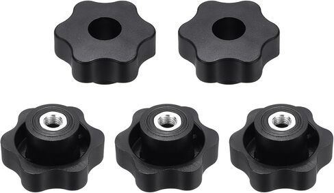 HARFINGTON 5 قطع مقابض نجمة M12 خيط أنثى 48 مم 6 نقاط رأس بلاستيكي حديد إدراج من خلال ثقب المسمار في مقبض ملولب مقابض تشديد اليد، أسود in Kuwait