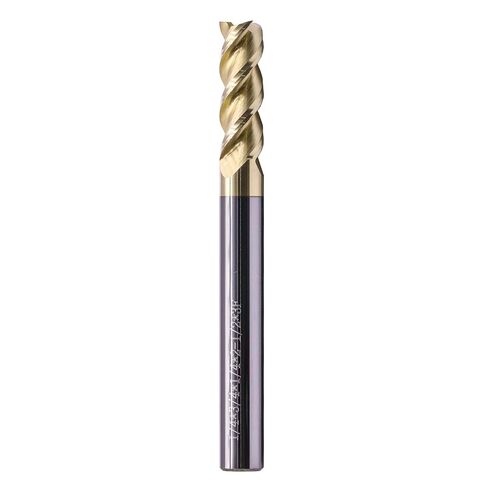 1/4" 3 Flute 45° Solid Carbide Square End Mill for Aluminum, ZrN Coated | 45° Helix, 1/4" Cutting Dia, 1/4" Shank Dia, 3/4" Length of Cut, 2-1/2" Overall Length, for Milling Aluminum and Copper in Kuwait