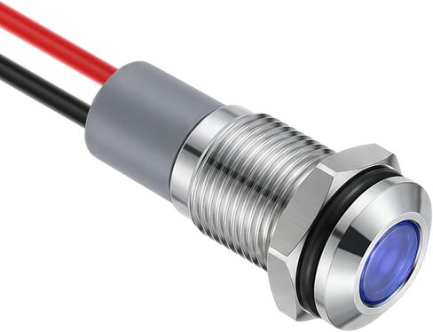 5 قطعة ضوء مؤشر معدني LED أخضر، تيار متردد/تيار مستمر 12 فولت-24 فولت 8 مم (5/16 بوصة) أضواء مؤشر الإشارة، مصباح إشارة مقاوم للماء لقارب شاحنة السيارة in Kuwait