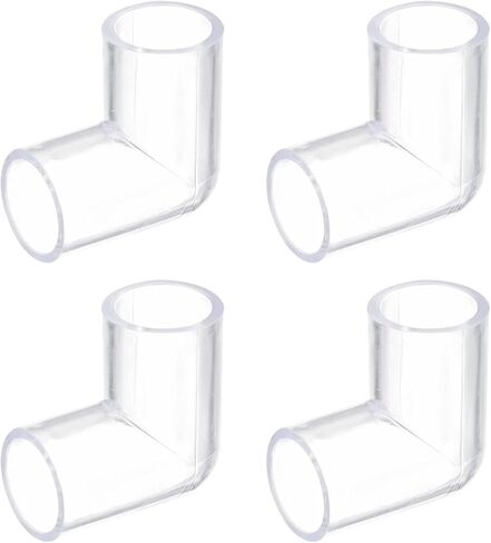 Generic 4Pcs Clear Elbow Fitting, 20mm/0.79" 2 Way Acrylic Elbow 90 Degree L-Shaped Pipe Fitting Adapter for Connecting Water Pipes in Kuwait