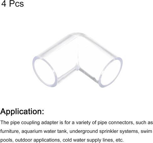 Generic 4Pcs Clear Elbow Fitting, 20mm/0.79" 2 Way Acrylic Elbow 90 Degree L-Shaped Pipe Fitting Adapter for Connecting Water Pipes in Kuwait