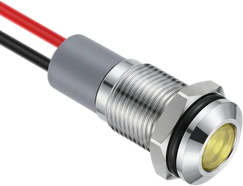 5 قطعة ضوء مؤشر معدني LED أخضر، تيار متردد/تيار مستمر 12 فولت-24 فولت 8 مم (5/16 بوصة) أضواء مؤشر الإشارة، مصباح إشارة مقاوم للماء لقارب شاحنة السيارة in Kuwait