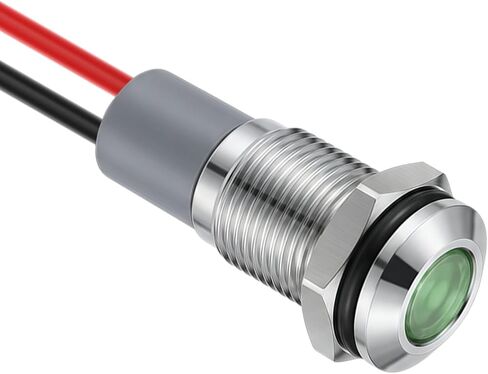 5 قطعة ضوء مؤشر معدني LED أخضر، تيار متردد/تيار مستمر 12 فولت-24 فولت 8 مم (5/16 بوصة) أضواء مؤشر الإشارة، مصباح إشارة مقاوم للماء لقارب شاحنة السيارة in Kuwait