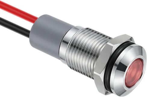 5 قطعة ضوء مؤشر معدني LED أخضر، تيار متردد/تيار مستمر 12 فولت-24 فولت 8 مم (5/16 بوصة) أضواء مؤشر الإشارة، مصباح إشارة مقاوم للماء لقارب شاحنة السيارة in Kuwait