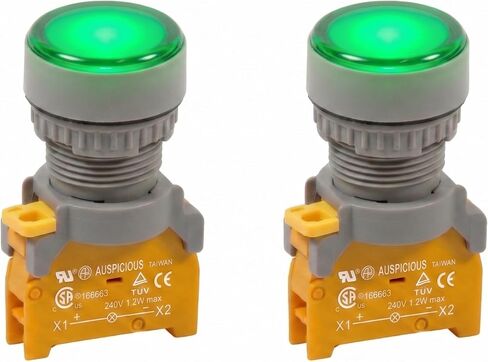Alpinetech 2 قطعة PLN-22 22 مم 110 فولت تيار متردد/تيار مستمر LED ضوء مؤشر اللوحة التجريبية (أخضر) in Kuwait