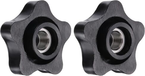 uxcell 2Pcs Star Knob, 3/8"-24 (UNF) Star Shape Knurled Clamping Knobs Fluted Screw-On Through Hole Threaded Nuts for Industrial Furniture Tools Jigs Clamps, Black in Kuwait