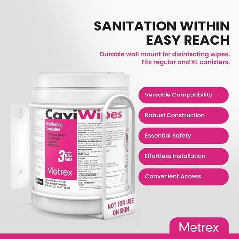 حامل جداري للمناديل من Metrex - موزع مناديل مثبت على الحائط، متوافق مع علب CaviWipes وCaviWipes1 وCaviWipes 2.0 - حامل متين للمستشفيات والمدارس والإعدادات السريرية (عبوة من 12 قطعة) in Kuwait