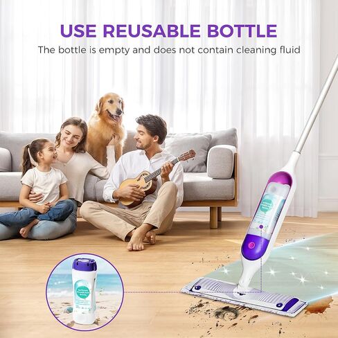 زجاجة قابلة لإعادة التعبئة لـ Swiffer® Power Mop™ - 720 مل / 24 أونصة سائلة، محلول منظف HDPE مانع للتسرب، زجاجة قابلة لإعادة التعبئة مع 7 حشوات من السيليكون وقمع واحد، سهلة التركيب للاستخدام مع أي محلول تنظيف in Kuwait