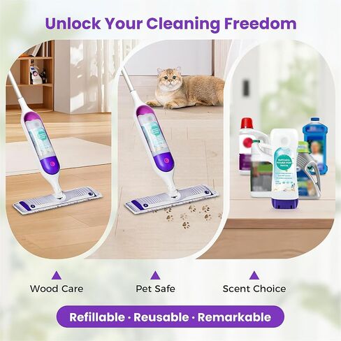 زجاجة قابلة لإعادة التعبئة لـ Swiffer® Power Mop™ - 720 مل / 24 أونصة سائلة، محلول منظف HDPE مانع للتسرب، زجاجة قابلة لإعادة التعبئة مع 7 حشوات من السيليكون وقمع واحد، سهلة التركيب للاستخدام مع أي محلول تنظيف in Kuwait