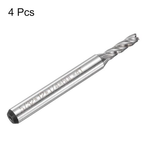 4 قطع من uxcell HSS-AL 5/32 بوصة قطر القطع 1/4 بوصة عرقوب 4 مزامير نهاية مطحنة قاطعة قاطعة التوجيه لقم الطحن الحلزوني للخشب PVC MDF النقش in Kuwait