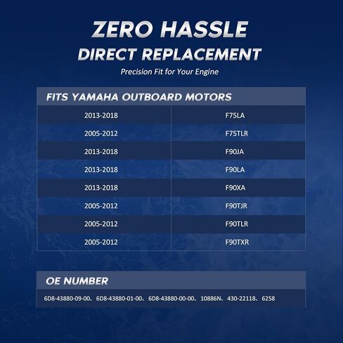 محرك إمالة وتقليم 10886N متوافق مع 2005-2018 YAMAHA MARINE 75-90HP، بديل لرقم الجزء OE 6D8-43880-09-00، 10886N، 12V in Kuwait