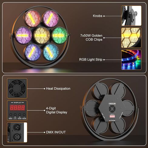 أضواء المسرح الرجعية RGB COB 7LED الاسمية ضوء DMX التحكم في الصوت المنشط خمر غسل الاسمية يمكن أضواء للأحداث حفلة موسيقية حفل زفاف الموسيقى عرض حي الكنيسة DJ عيد ميلاد in Saudi Arabia