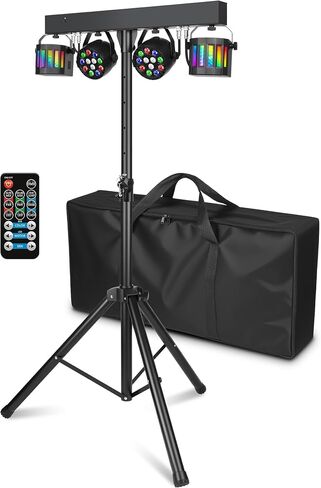 DJ Lights with Stand, Rechargeable Battery Powered Stage Light System, 4-in-1 Party Bar Light Package, Sound Activated DMX512 for Mobile DJ, Wedding, Parties, Club Events in Kuwait