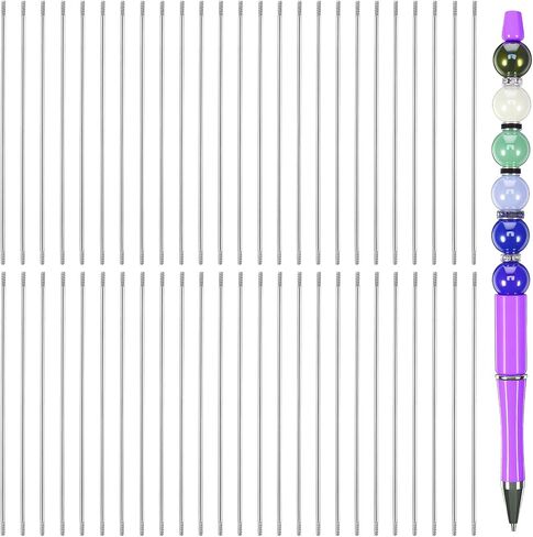 50PCS Pen Extenders for Beadable Pens, 4.6 Inch Stainless Steel DIY Beaded Pens Extender Rods,Replacement Beadpen Bar Extender Parts for Repair Craft Making Office Supplies Gifts in Kuwait