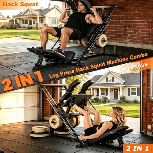 Leg Press Hack Squat Machine 2-in-1 for Home Gym, 45-Degree Linear Bearing Leg Press Machine with 1400LB Capacity, Safety Guards & Weight Storage, Lower Body Workout Equipment for Quads & Glutes in Kuwait