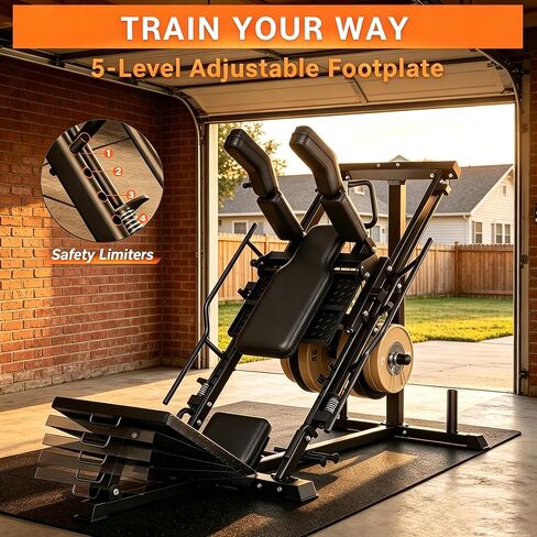 Leg Press Hack Squat Machine 2-in-1 for Home Gym, 45-Degree Linear Bearing Leg Press Machine with 1400LB Capacity, Safety Guards & Weight Storage, Lower Body Workout Equipment for Quads & Glutes in Kuwait