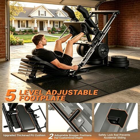 Leg Press Hack Squat Machine 2-in-1 for Home Gym, 45-Degree Linear Bearing Leg Press Machine with 1400LB Capacity, Safety Guards & Weight Storage, Lower Body Workout Equipment for Quads & Glutes in Kuwait