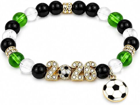 Long tiantian Soccer Bracelet for Women Men World 2026 Cup Merchandise Game Day Beaded Charm Jewelry Support Items for Sports Lover Gifts in Kuwait