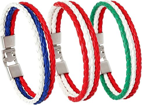 مجموعة من ثلاث قطع منسوجة يدويًا من جلد البولي يوريثان لكرة القدم مع مشبك معدني - سوار معصم لمشجعي كرة القدم للرجال والنساء in Saudi Arabia