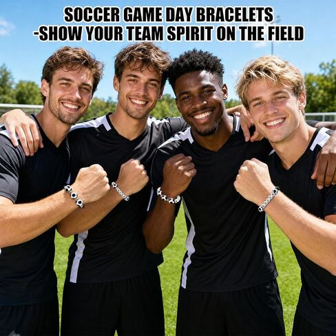 40 Pcs Soccer Bracelets, Clay Beaded Stretchy Bracelets, Soccer Team Gifts for Women Men Player Coach Sports Party Favors Team Appreciation in Kuwait