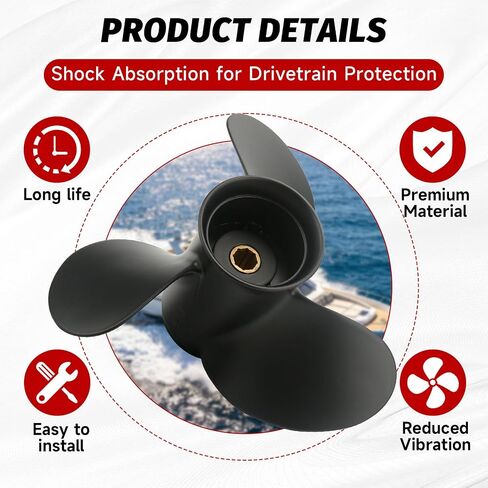 9 x 9 Boat Outboard Propeller Compatible with Mercury Engines 6HP 8HP 9.9HP 10HP 15HP 3 Blade/8 Spline Tooth Replace# 48-828156A12 in Kuwait