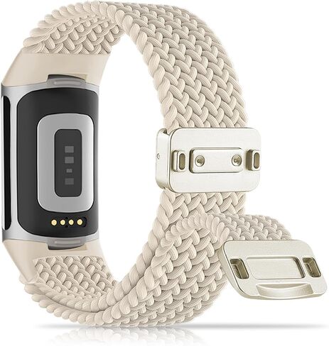 Magnetic Braided Nylon Compatible with Fitbit Charge 6 Bands/Fitbit Charge 5 Bands for Women Men, Soft Sport Stretchy Breathable Strap Replacement Wristband for Charge 6/Charge 5 in Saudi Arabia